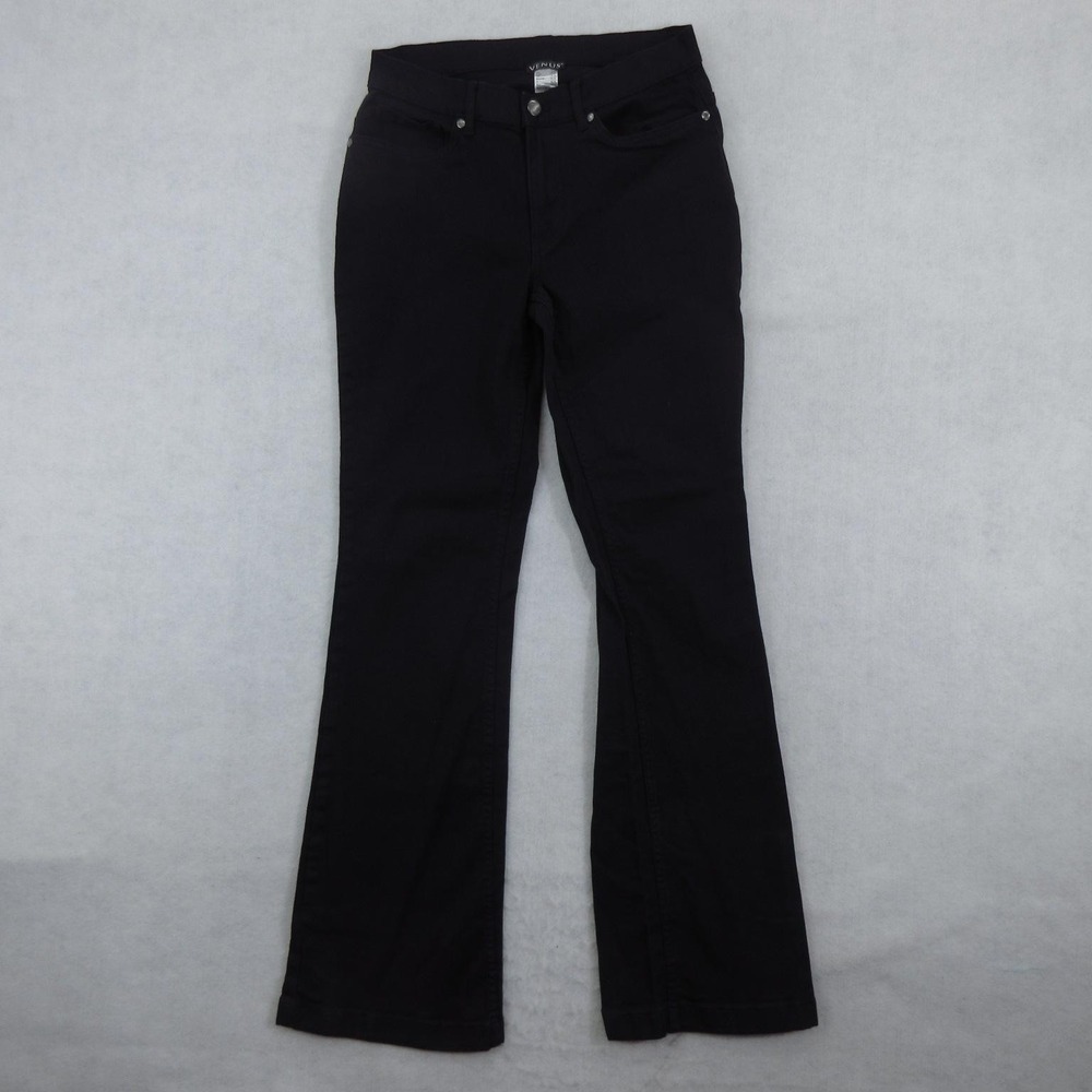 Venus Bootcut Jeans Womens 8R Black Dark Wash Mid Rise Stretch Denim Pants